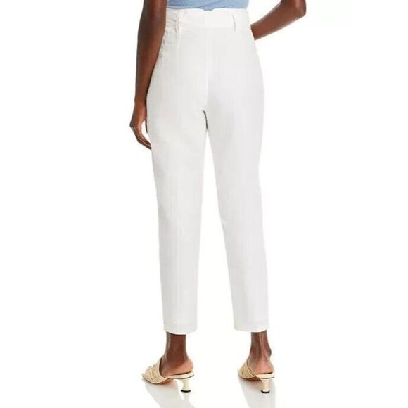 Aqua IPK80606-B Women Sz XS White Linen Belted Hi-Rise Straight Ankle Pants - Picture 10 of 10